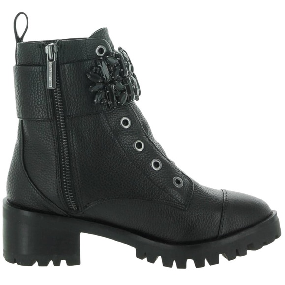 Karl Lagerfeld Paris Women's Black Pippa Combat Boot size 7M NWOT Velcro ankle - Picture 3 of 10